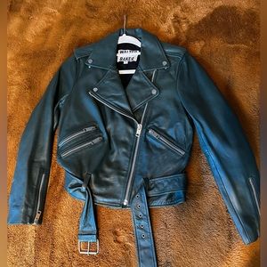 Walter Baker Dark Green Moto Leather Jacket